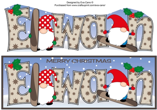 Christmas Gnomes snowboarding EWAN large dl