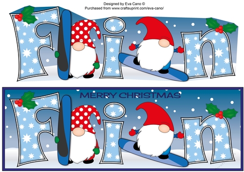 Christmas Gnomes snowboarding FIN large dl