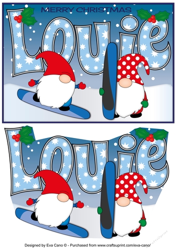Christmas Gnomes snowboarding LOUIE A5