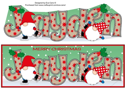 Christmas Gnomes ice skating JAYDEN large dl