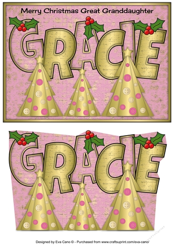 Buttons Christmas Trees II Great Granddaughter GRACIE a5