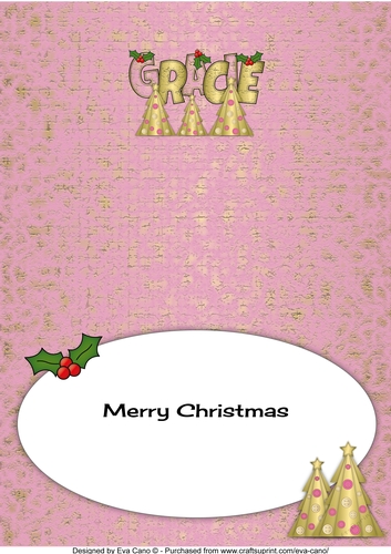 Buttons Christmas Trees II Great Granddaughter GRACIE a5 insert