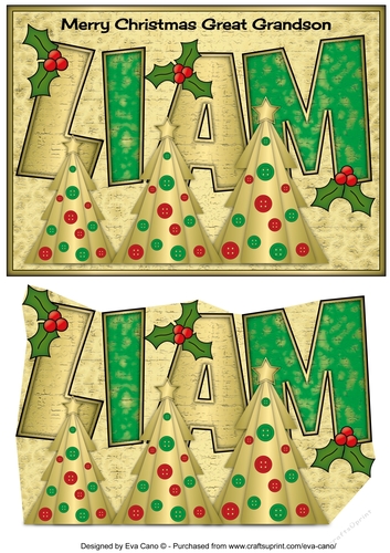 Buttons Christmas Trees II Great Grandson LIAM a5
