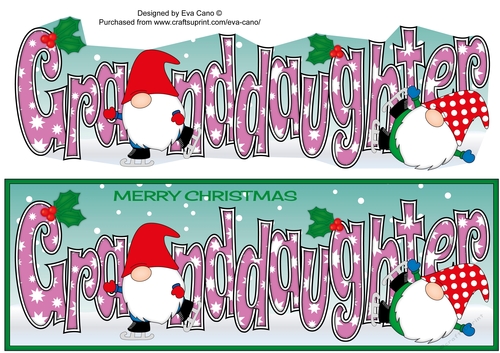 Christmas Gnomes ice skating GRANDDAUGHTER large dl