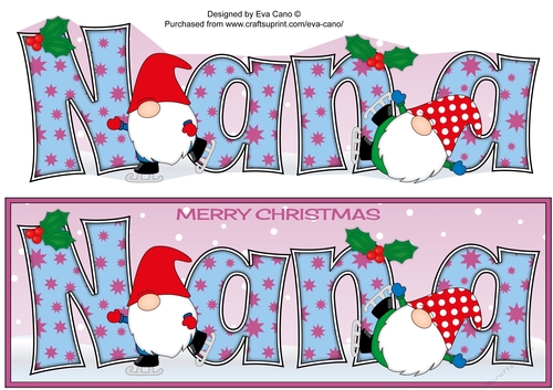 Christmas Gnomes ice skating NANA large dl