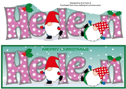 Christmas Gnomes ice skating HELEN large dl