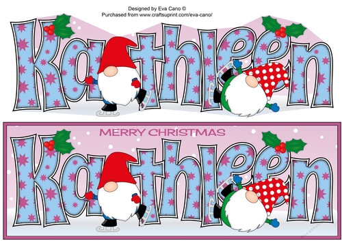 Christmas Gnomes ice skating KATHLEEN large dl