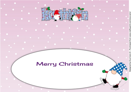 Christmas Gnomes ice skating KATHLEEN large dl insert