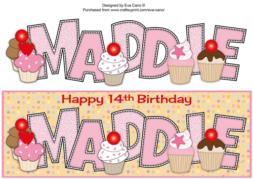 Birthday Cupcakes MADDIE 14th large dl