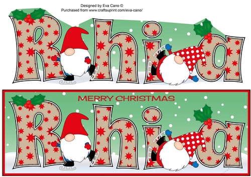 Christmas Gnomes ice skating RHIA large dl