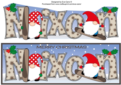 Christmas Gnomes snowboarding NIXON large dl