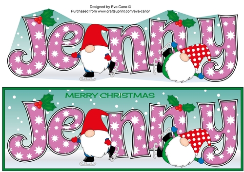 Christmas Gnomes ice skating JENNY large dl