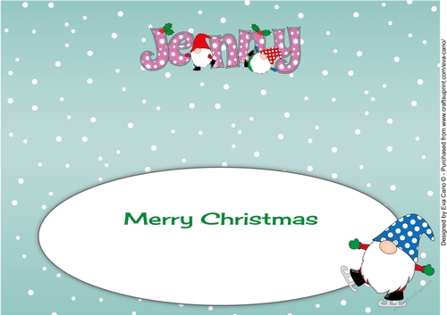 Christmas Gnomes ice skating JENNY large dl insert