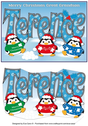 Christmas Fat Penguins Great Grandson TERENCE A5