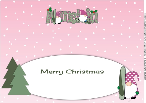 Christmas Gnomes snowboarding AMELIA large dl insert