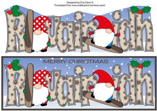 Christmas Gnomes snowboarding RUAIRIDH large dl