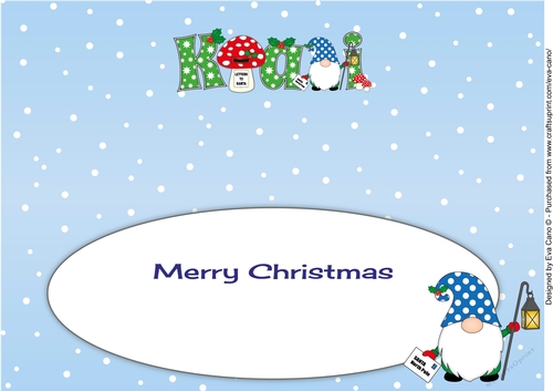 Christmas Gnome with letter to Santa KAI large dl insert
