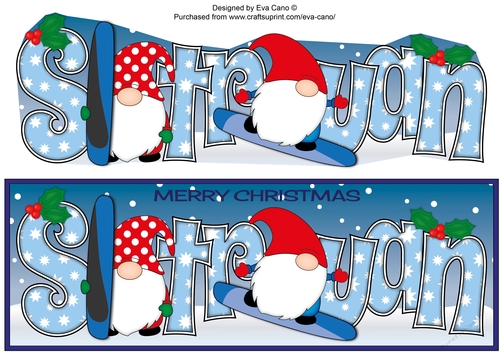 Christmas Gnomes snowboarding STRUAN large dl