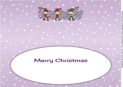 Christmas musical elves GRANDDAUGHTER large dl insert