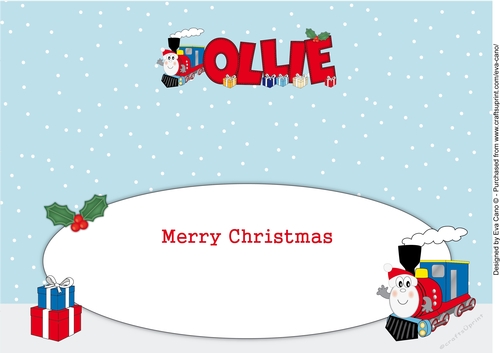 Christmas Terry the Train OLLIE large dl insert