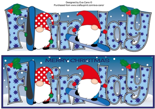 Christmas Gnomes snowboarding FINLAY large dl