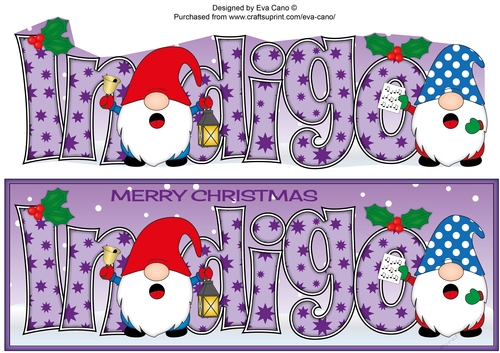 Carol singing Christmas Gnomes INDIGO large dl