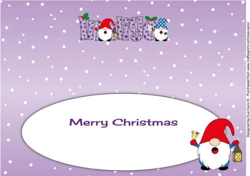 Carol singing Christmas Gnomes INDIGO large dl insert