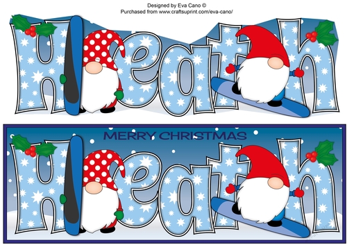 Christmas Gnomes snowboarding HEATH large dl