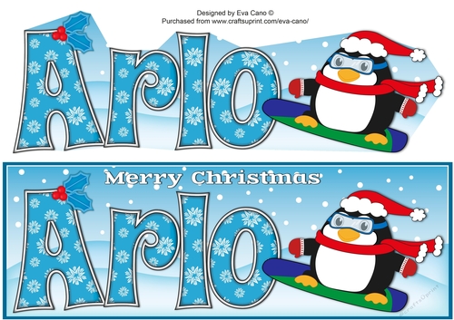 Christmas Fat Penguin Snowboarding ARLO large dl