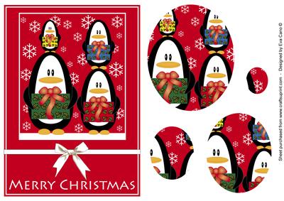 Christmas Penguins Pyramid Card Front