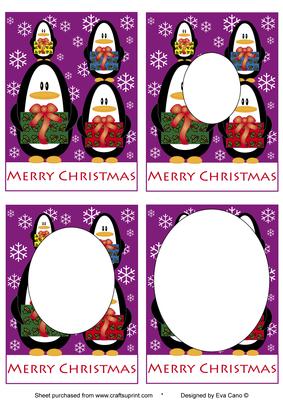 Christmas Penguins Inverted Pyramid Purple