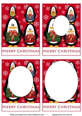 Christmas Penguins Inverted Pyramid Red