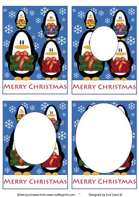 Christmas Penguins Inverted Pyramid Blue