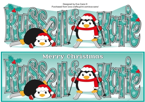 Christmas Fat Penguins Skiing RUSSELL & KATIE large dl