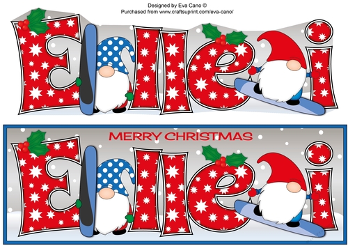 Christmas Gnomes snowboarding ELLEI large dl