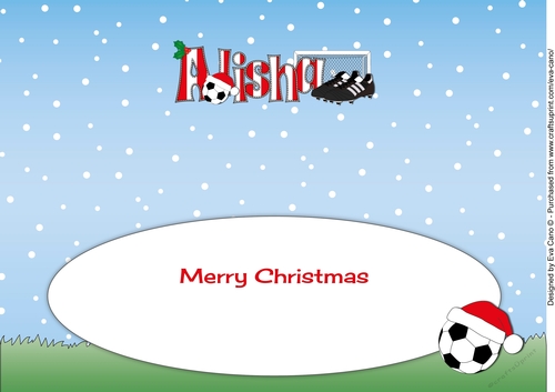 Xmas Football Boots & Football ALISHA in red & white large dl insert