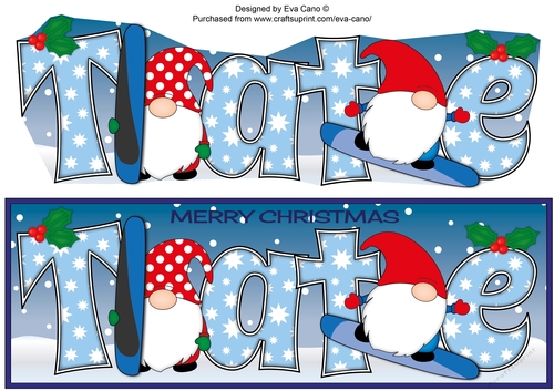 Christmas Gnomes snowboarding TATE large dl