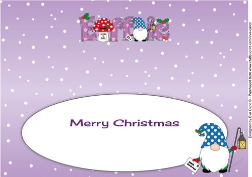 Christmas Gnome with letter to Santa EFFIE large dl insert