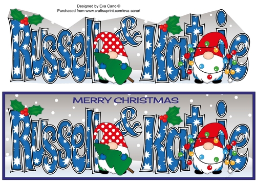 Christmas Gnomes with decorations RUSSELL & KATIE large dl