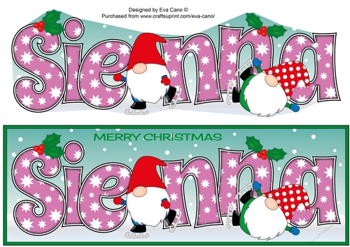 Christmas Gnomes ice skating SIENNA large dl