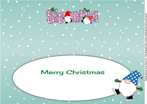 Christmas Gnomes ice skating SIENNA large dl insert