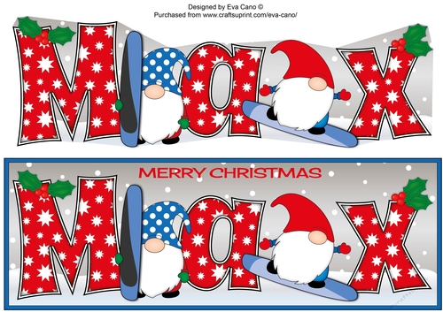 Christmas Gnomes snowboarding MAX large dl
