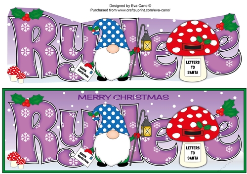 Christmas Gnome with letter to Santa RYLEE large dl