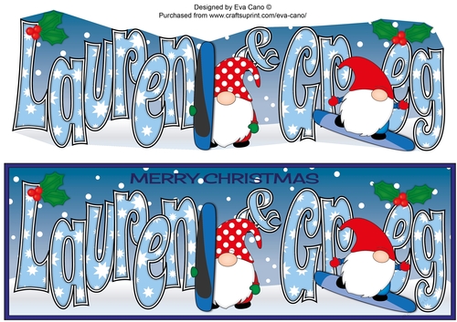 Christmas Gnomes snowboarding LAUREN & GREG large dl