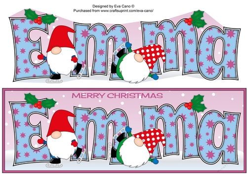 Christmas Gnomes ice skating EMMA large dl