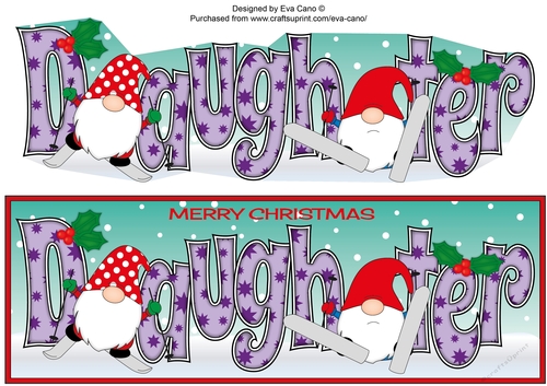 Christmas Gnomes skiing DAUGHTER large dl