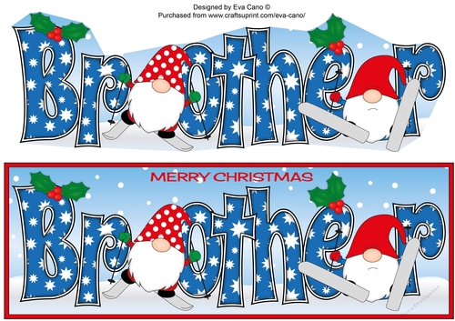 Christmas Gnomes skiing BROTHER large dl