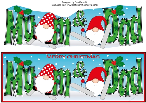 Christmas Gnomes skiing MUM & DAD large dl