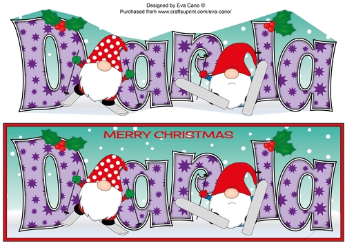Christmas Gnomes skiing DARLA large dl