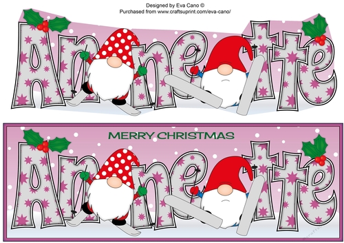 Christmas Gnomes skiing ANNETTE large dl